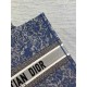 Dior Large Book Tote Bag In Blue Brocart Denim-Effect Embroidery