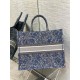 Dior Large Book Tote Bag In Blue Brocart Denim-Effect Embroidery