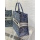 Dior Large Book Tote Bag In Blue Brocart Denim-Effect Embroidery