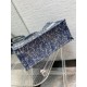 Dior Large Book Tote Bag In Blue Brocart Denim-Effect Embroidery