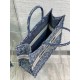 Dior Large Book Tote Bag In Blue Brocart Denim-Effect Embroidery