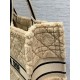 Dior Large Book Tote Bag In Beige Cannage Shearling