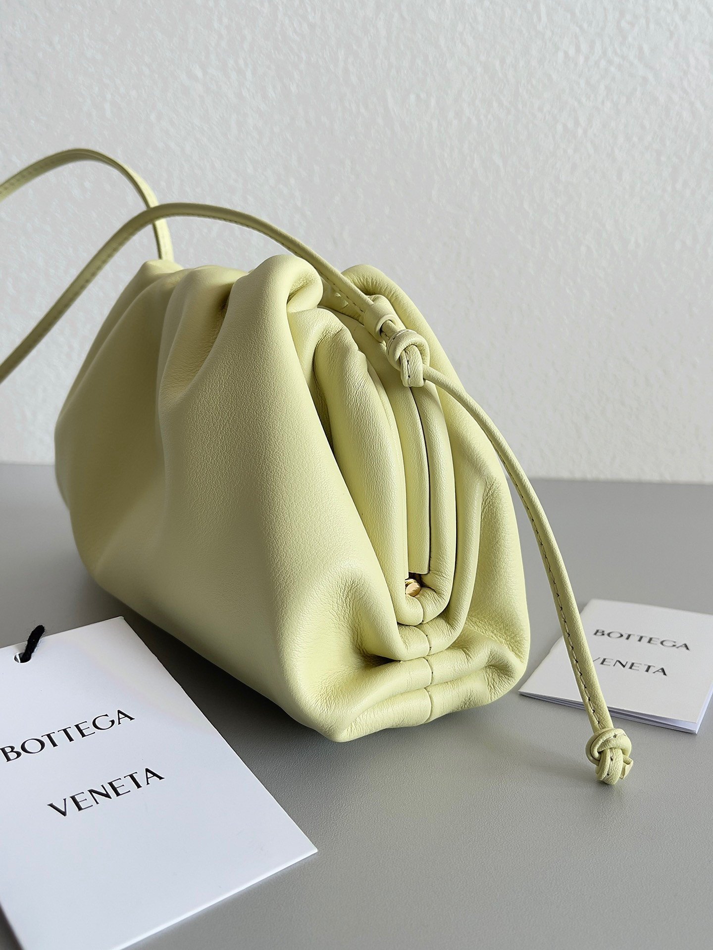 Bottega Veneta Mini Pouch with Strap in Zest Washed Calfskin