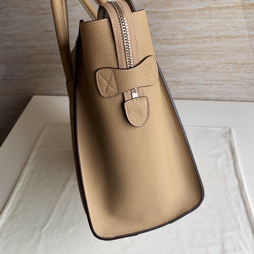 Celine Mini Luggage Tote Bag In Dune Drummed Calfskin