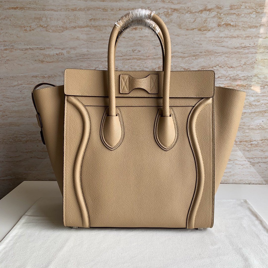 Celine Mini Luggage Tote Bag In Dune Drummed Calfskin