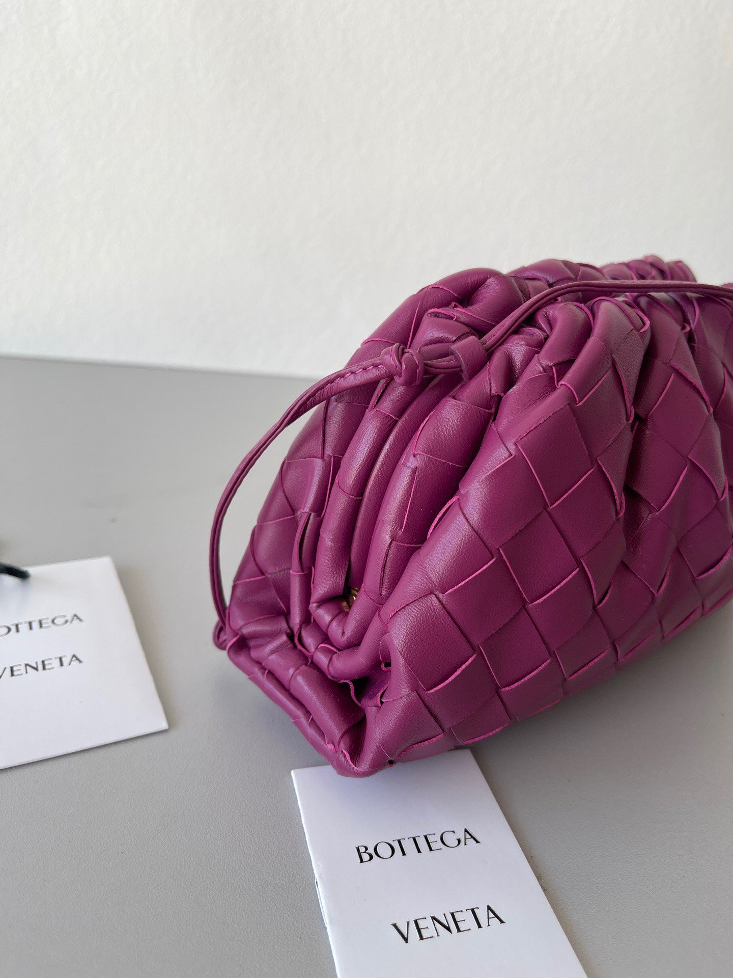 Bottega Veneta Mini Pouch with Strap in Cinnabar Intrecciato Lambskin