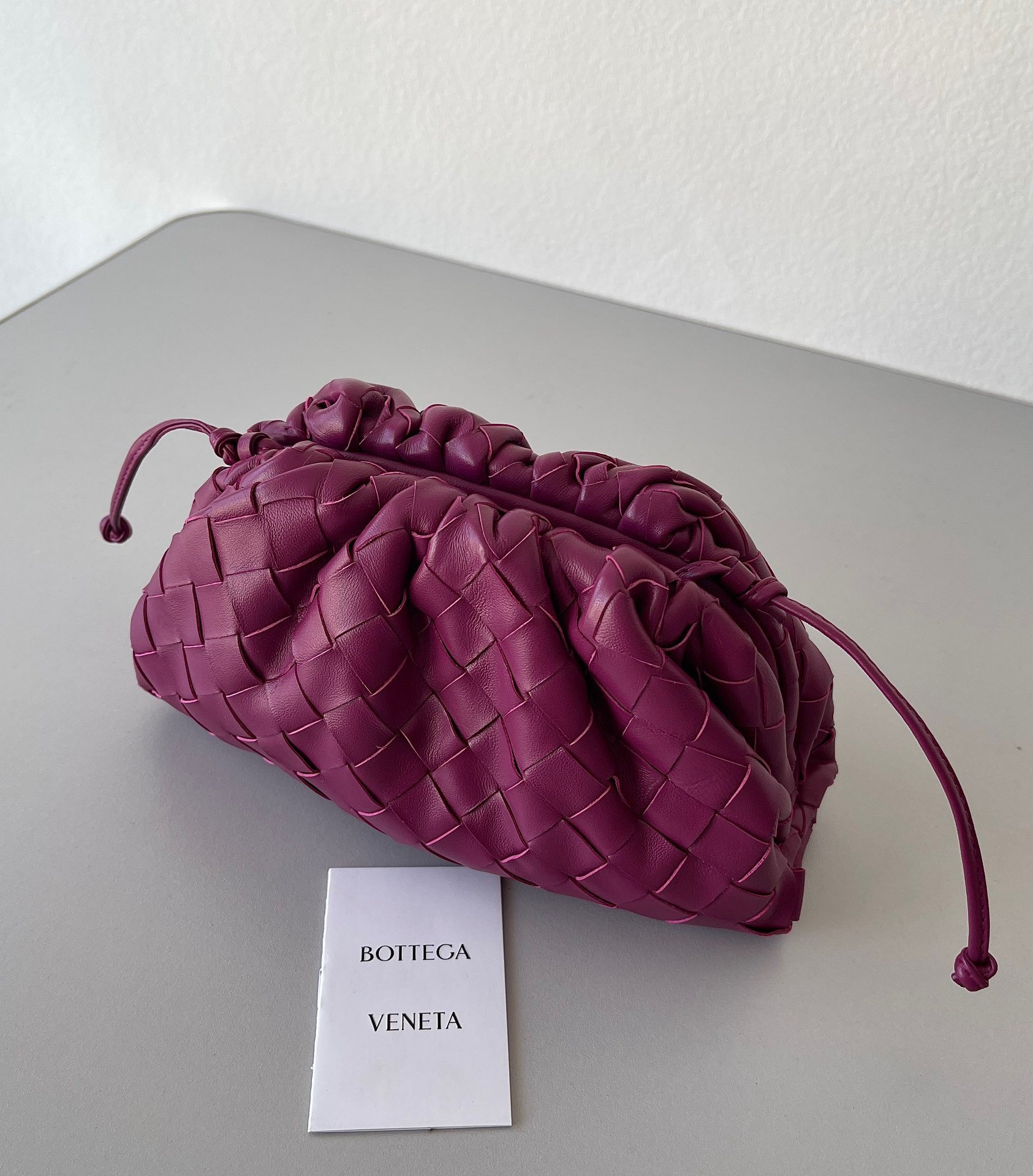 Bottega Veneta Mini Pouch with Strap in Cinnabar Intrecciato Lambskin