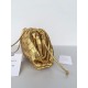 Bottega Veneta Mini Pouch with Strap in Gold Metallic Lambskin