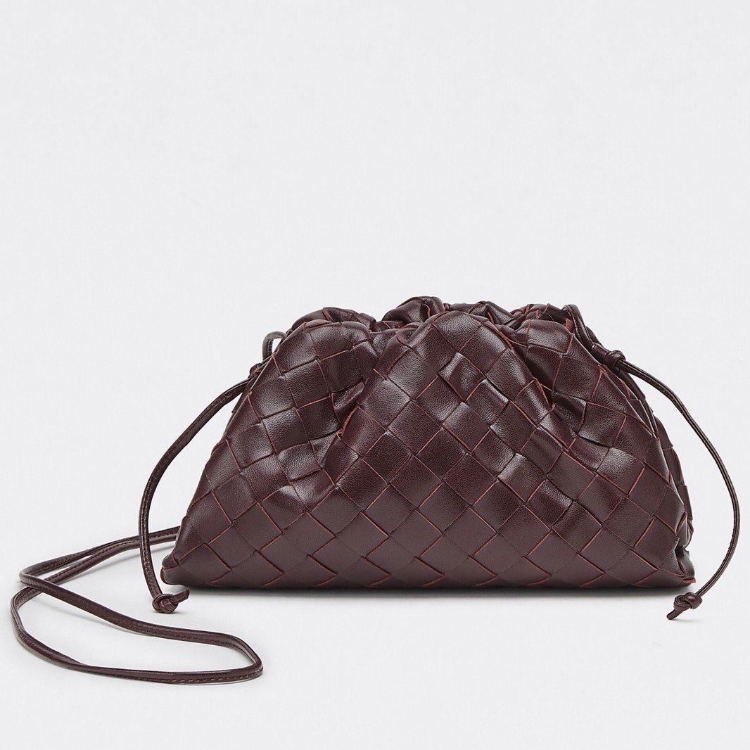 Bottega Veneta Mini Pouch with Strap in Grape Intrecciato Lambskin