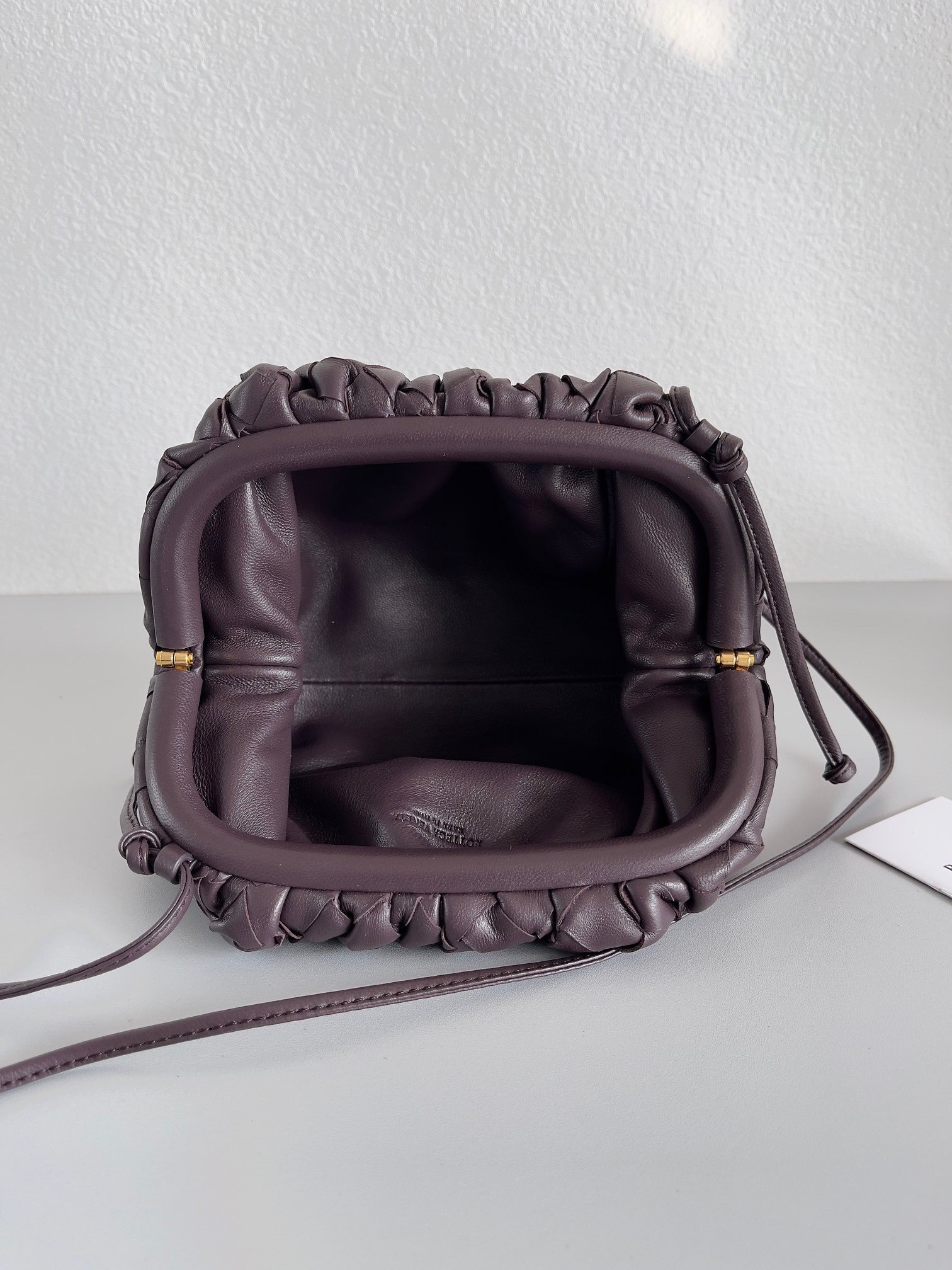 Bottega Veneta Mini Pouch with Strap in Grape Intrecciato Lambskin