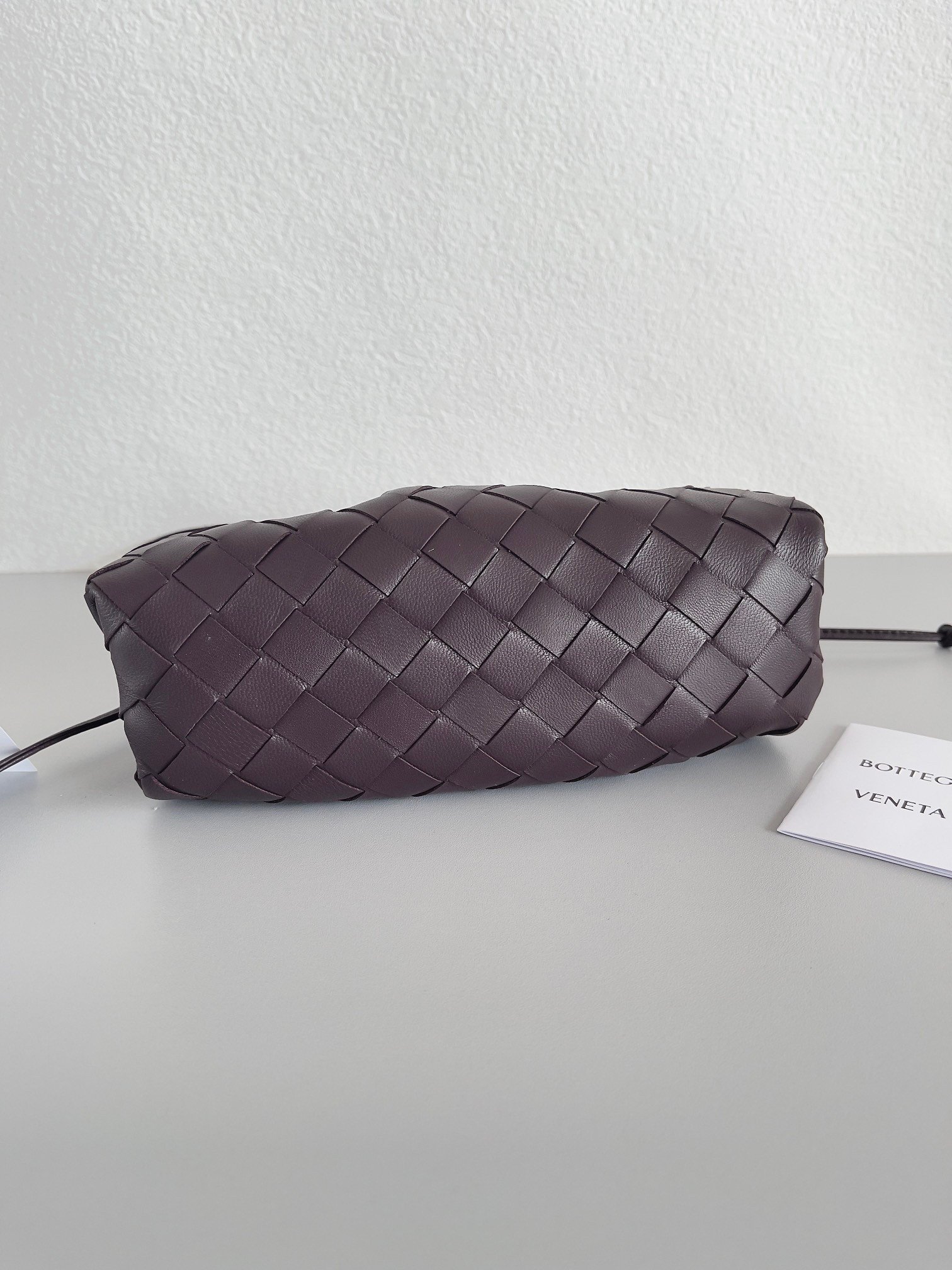 Bottega Veneta Mini Pouch with Strap in Grape Intrecciato Lambskin