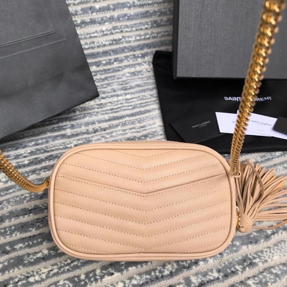 Saint Laurent Lou Mini Bag In Beige Calfskin