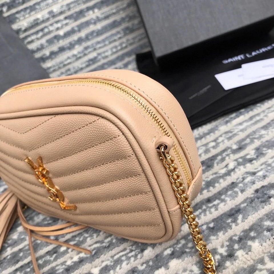 Saint Laurent Lou Mini Bag In Beige Calfskin