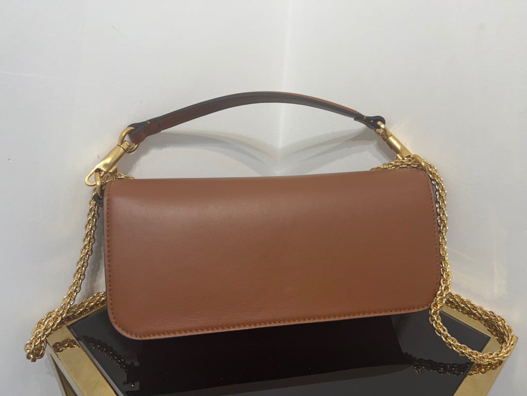 Valentino Loco Large Shoulder Bag In Brown Calfskin