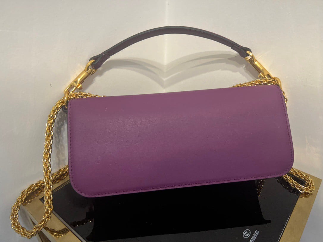 Valentino Loco Large Shoulder Bag In Purple Calfskin