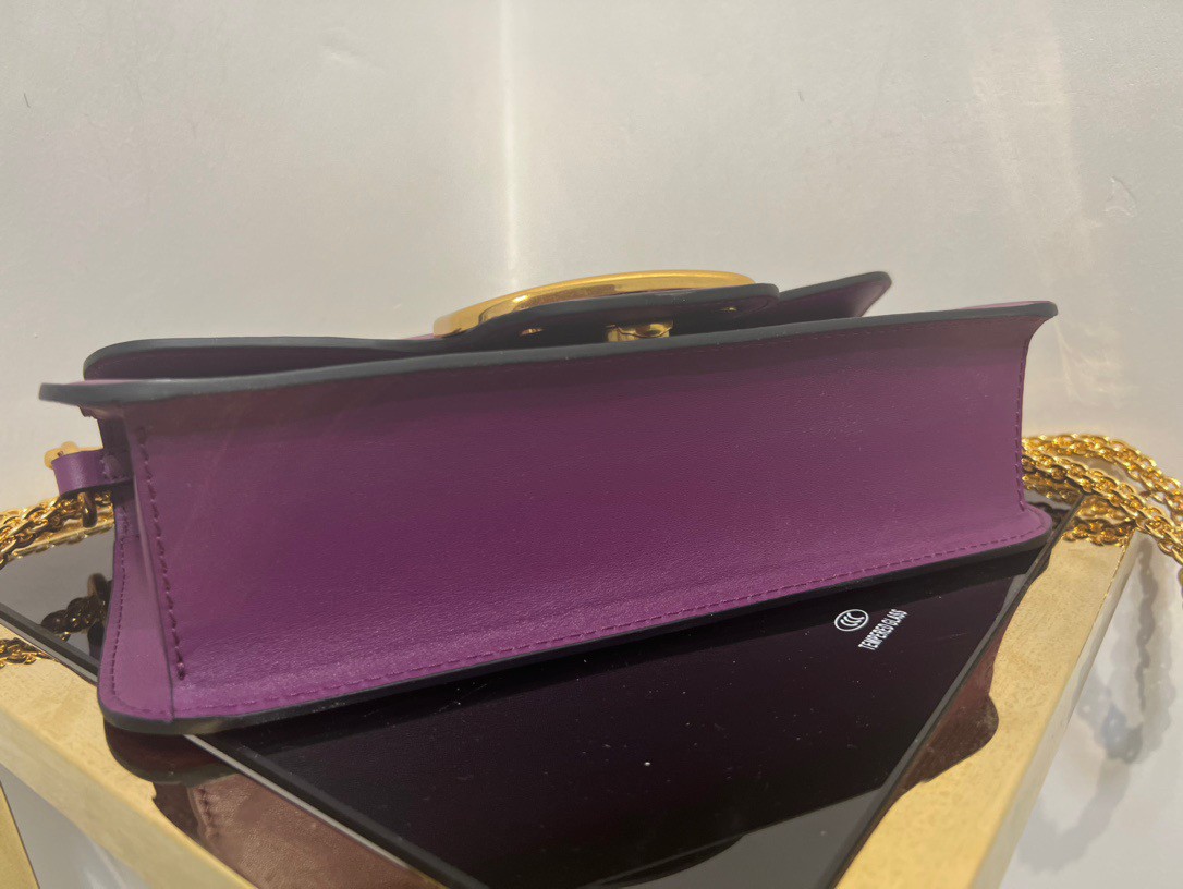 Valentino Loco Large Shoulder Bag In Purple Calfskin