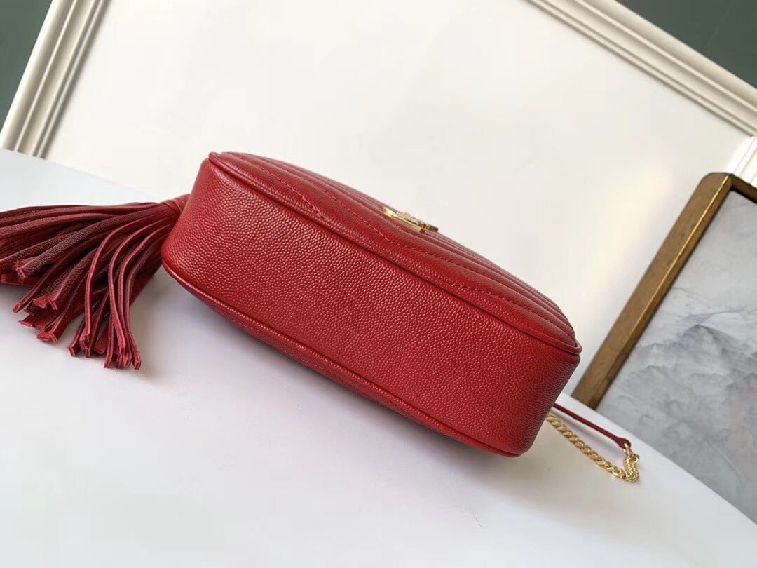 Saint Laurent Lou Mini Bag In Red Calfskin