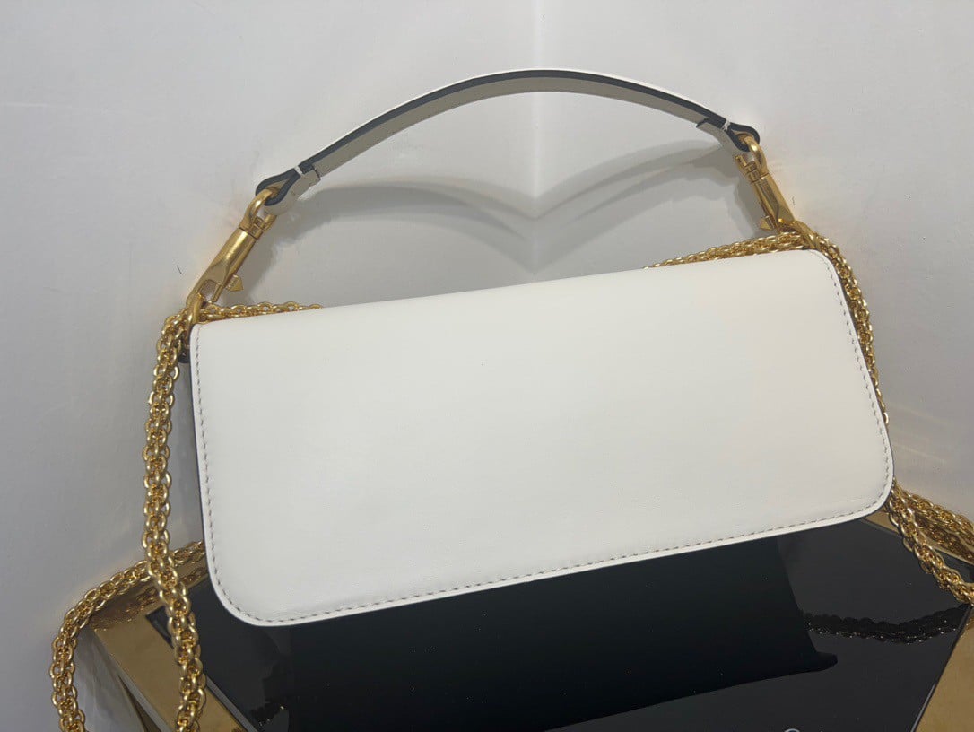 Valentino Loco Large Shoulder Bag In White Calfskin