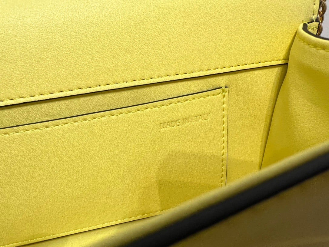 Valentino Loco Large Shoulder Bag In Yellow Calfskin