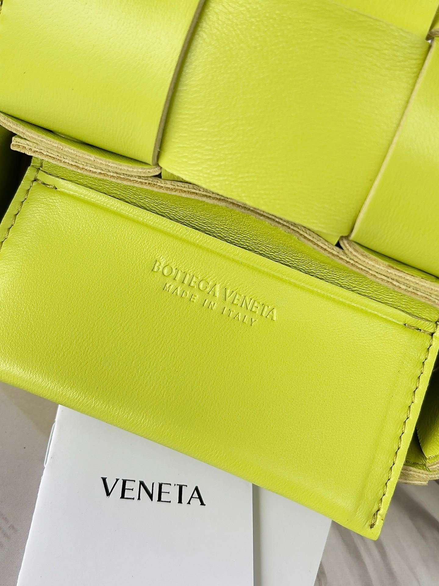 Bottega Veneta Candy Cassette Bag In Acid Kiwi Lambskin