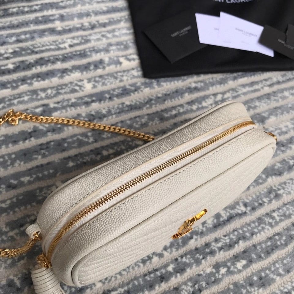 Saint Laurent Lou Mini Bag In White Calfskin