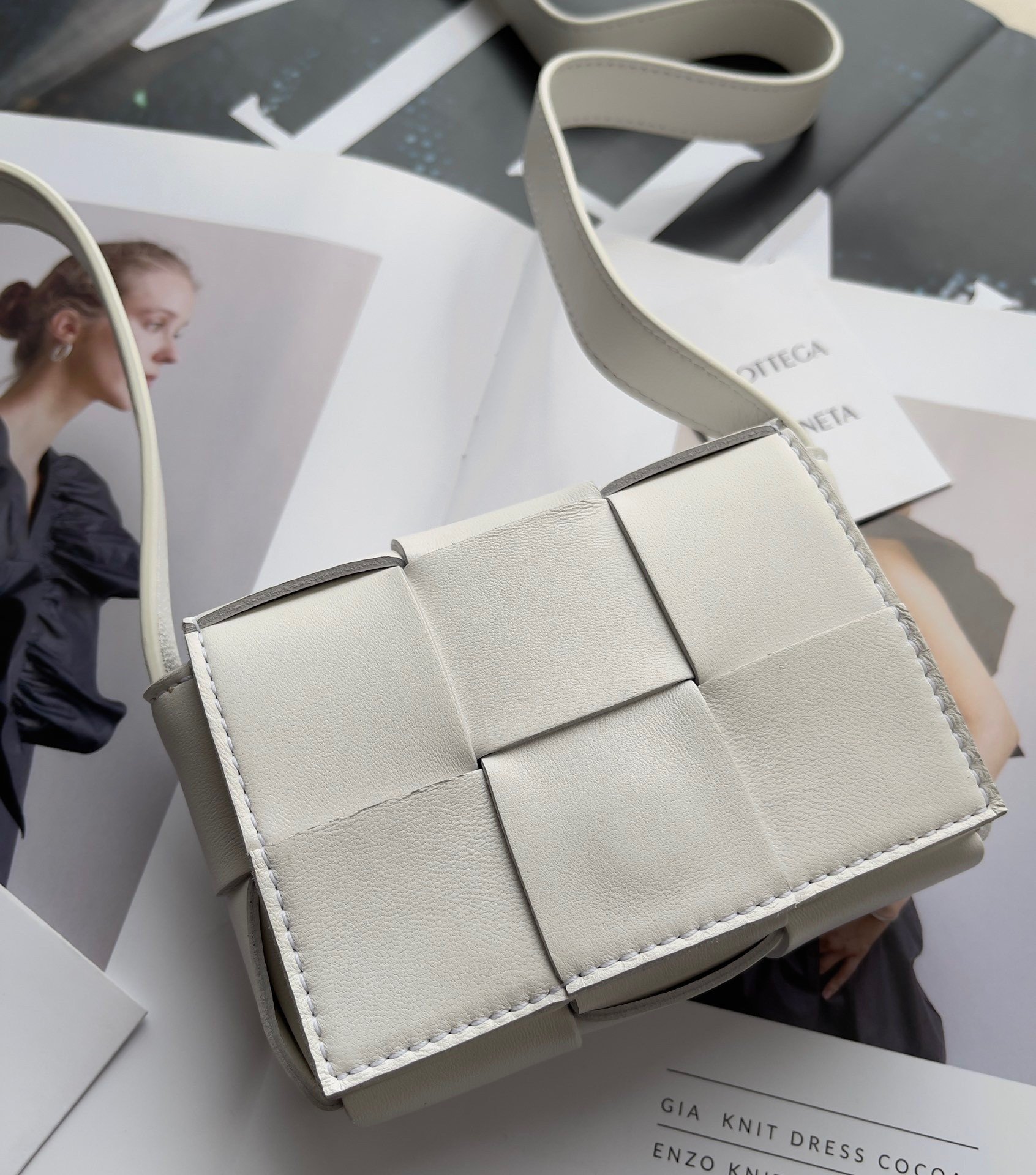 Bottega Veneta Candy Cassette Bag In White Lambskin