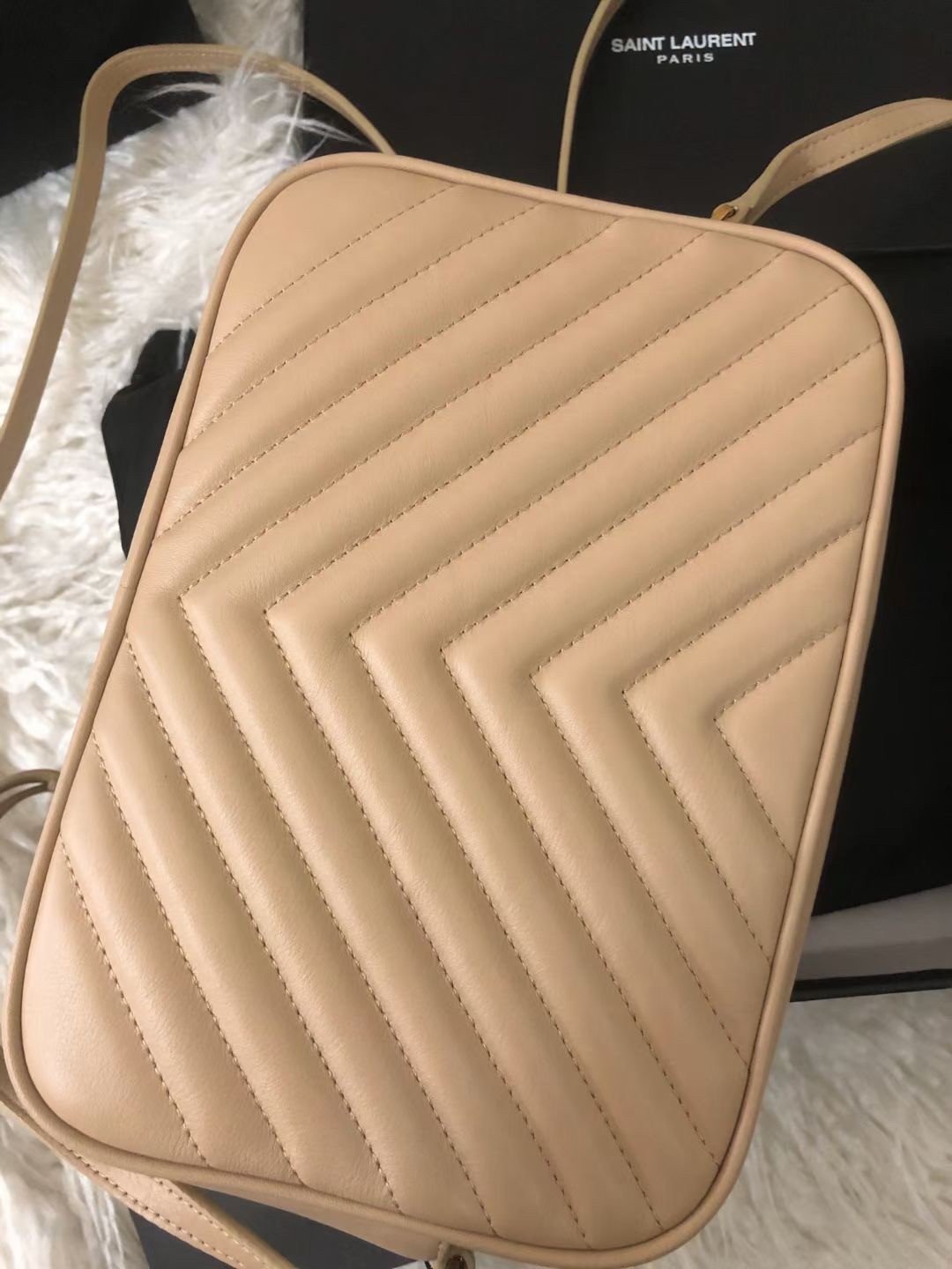 Saint Laurent Lou Camera Bag In Beige Quilted Leather