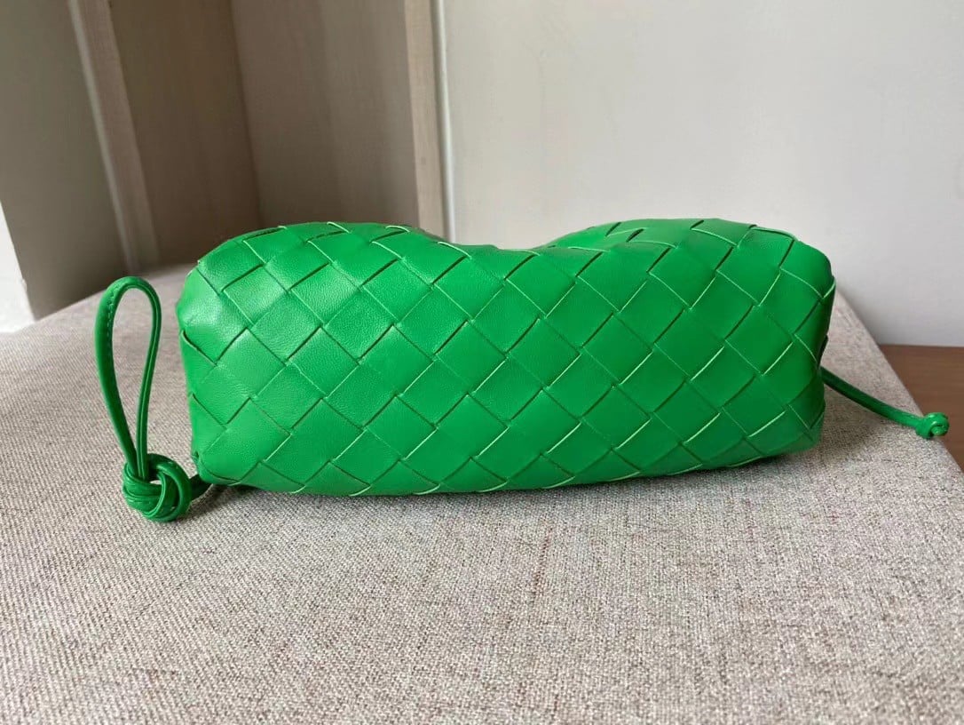 Bottega Veneta Mini Pouch with Strap in Parakeet Intrecciato Lambskin