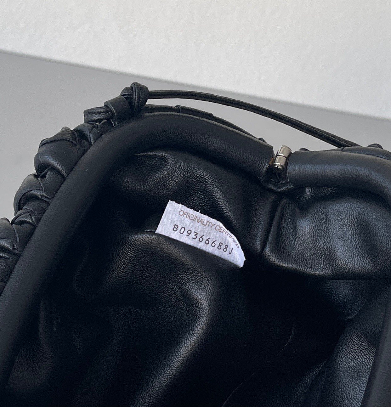 Bottega Veneta Mini Pouch with Strap in Black Intrecciato Lambskin