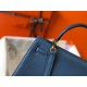 Hermes Kelly 25cm Retourne Bag in Blue Agate Clemence Leather GHW