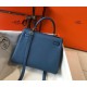 Hermes Kelly 25cm Retourne Bag in Blue Agate Clemence Leather GHW