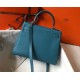 Hermes Kelly 25cm Retourne Bag in Blue Jean Clemence Leather PHW