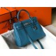 Hermes Kelly 25cm Retourne Bag in Blue Jean Clemence Leather PHW