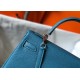 Hermes Kelly 25cm Retourne Bag in Blue Jean Clemence Leather PHW