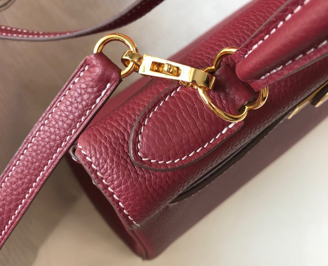 Hermes Kelly 25cm Retourne Bag in Bordeaux Clemence Leather GHW