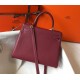 Hermes Kelly 25cm Retourne Bag in Bordeaux Clemence Leather GHW