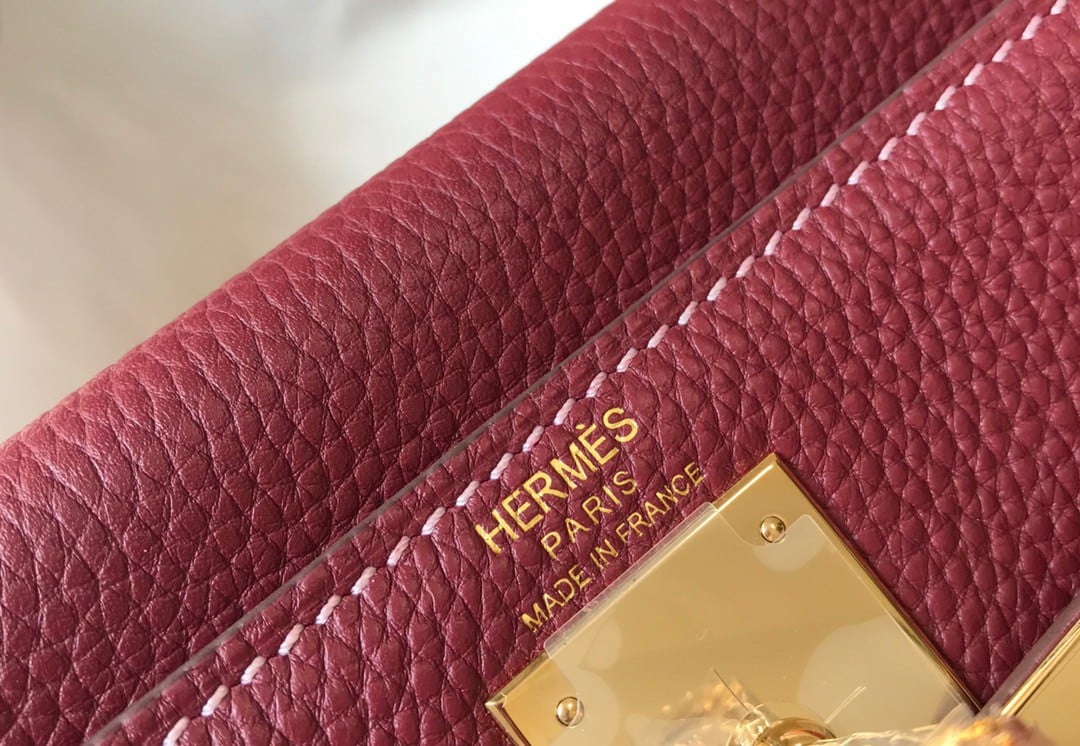 Hermes Kelly 25cm Retourne Bag in Bordeaux Clemence Leather GHW