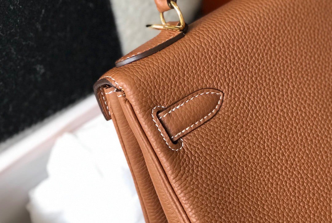 Hermes Kelly 25cm Retourne Bag in Gold Clemence Leather GHW