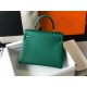 Hermes Kelly 25cm Retourne Bag in Malachite Clemence Leather GHW