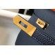 Hermes Kelly 25cm Retourne Bag in Navy Blue Clemence Leather GHW