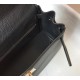 Hermes Kelly 25cm Retourne Bag in Black Clemence Leather GHW