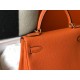 Hermes Kelly 25cm Retourne Bag in Orange Clemence Leather GHW