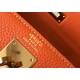 Hermes Kelly 25cm Retourne Bag in Orange Clemence Leather GHW