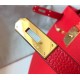 Hermes Kelly 25cm Retourne Bag in Red Clemence Leather GHW