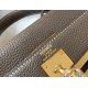 Hermes Kelly 25cm Retourne Bag in Taupe Clemence Leather GHW