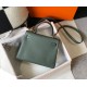 Hermes Kelly 25cm Retourne Bag in Vert Amande Clemence Leather GHW