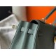 Hermes Kelly 25cm Retourne Bag in Vert Amande Clemence Leather GHW