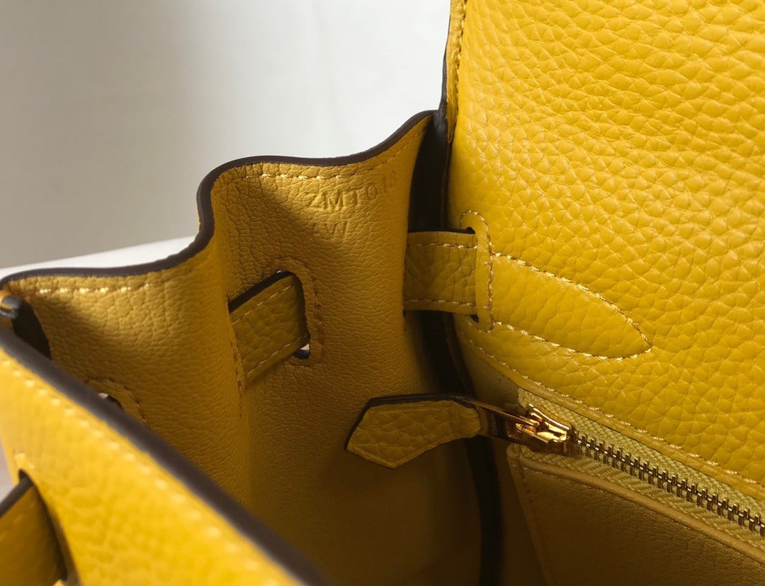 Hermes Kelly 25cm Retourne Bag in Jaune Ambre Clemence Leather GHW