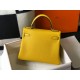 Hermes Kelly 25cm Retourne Bag in Jaune Ambre Clemence Leather GHW