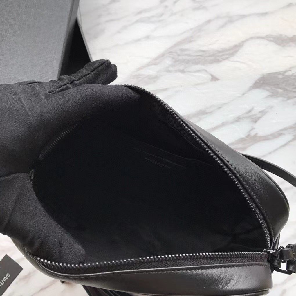 Saint Laurent Lou Camera Bag In Black Quilted Calfskin